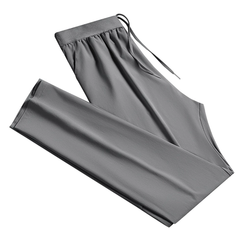 Шелковые летние эластичные штаны, быстросохнущие тонкие повседневные брюки, свободный прямой крой