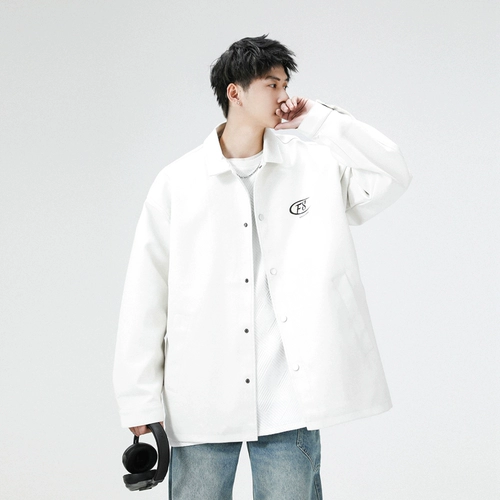 Белая демисезонная куртка, оверсайз, свободный крой