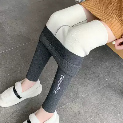 Autumn and winter lamb velvet pants women's outer threaded high waist tights northeast plus velvet thickened warm one cotton pants
