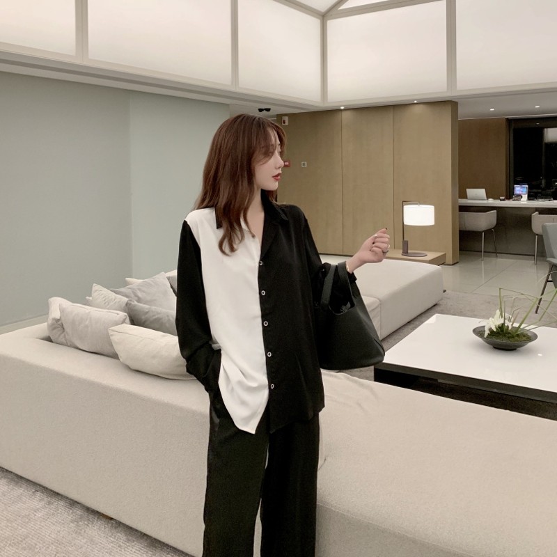 2020 spring new blouse design shirt female niche light cooked long-sleeved mind retro Hong Kong flavor Korean version early autumn