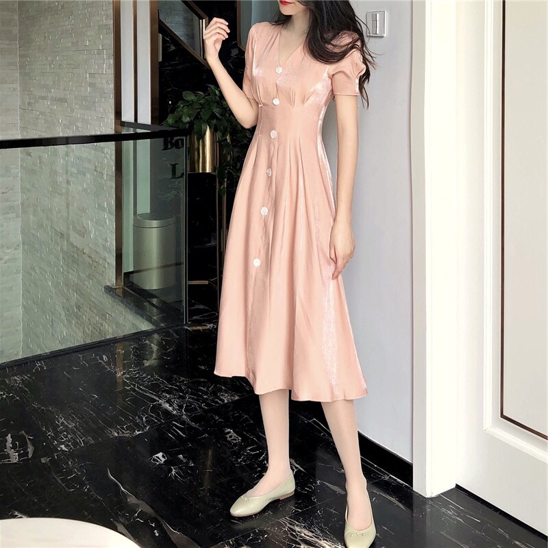Fan-style gentle wind dress temperament casserole Slim Ocean Dress salt can be sweet and long dresses for summer 2020 new