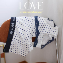 2 pack of cute sweet underwear couple pants pure cotton breathable polka dot cotton men and women underwear sexy sweet and comfortable