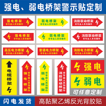 Strong current and weak current bridge identification Non-professional personnel do not operate warning stickers General fire-fighting high-voltage power bridge fire-fighting linkage Bridge signs pipeline flow label reflective stickers custom