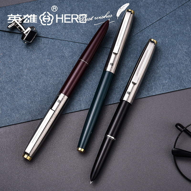 Hero Card Fountain Pen Students Special Elementary School Students Third Grade Hard Pen Calligraphy Special 0 38mm Dark tip Baotou Baotou Squeeze Pinch Suction Ink Four Fifth-grade Male Students Just Pen Official-Taobao