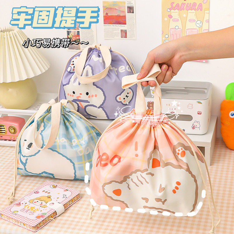 Insulated lunch box bag Japanese canvas tote bag thick tin foil large capacity student office worker lunch bag