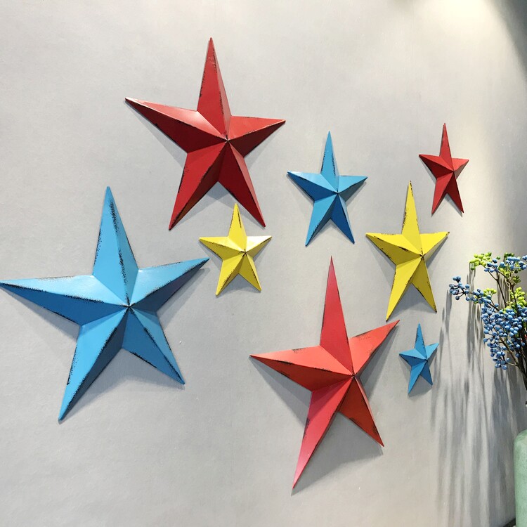 Retro old wrought iron pentagram wall decoration industrial style loft bar interior wall creative decoration pendant