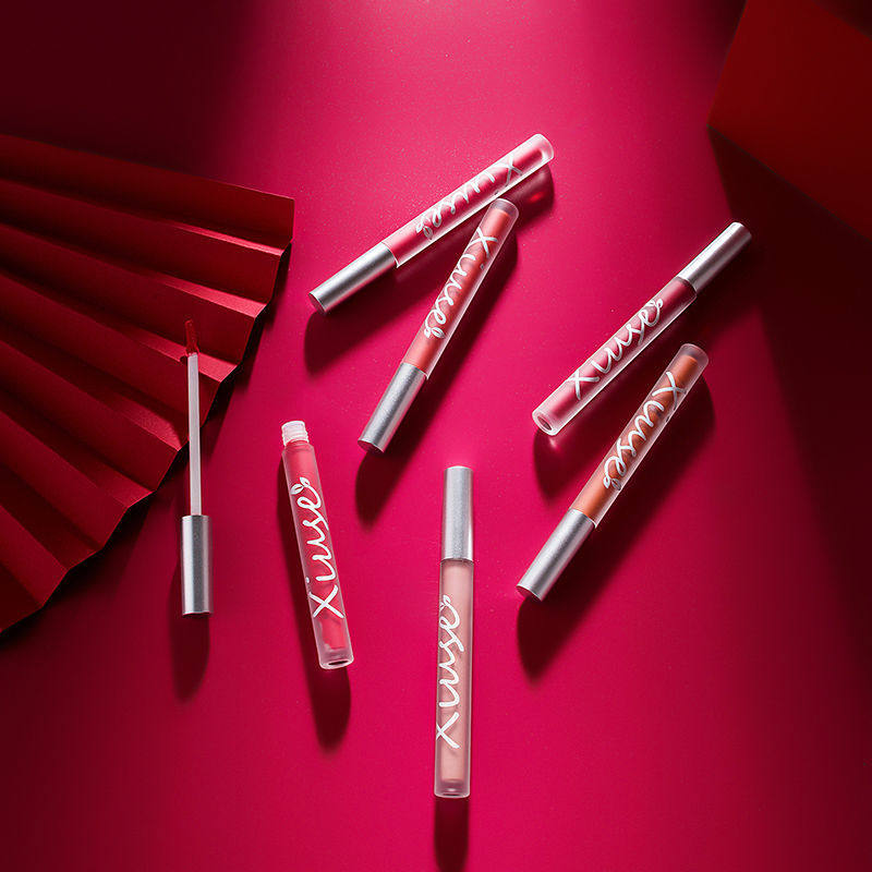 Sleeve color matte lip glaze female velvet matte moisturizing and moisturizing cheap niche student models cherry blossom bean paste blood orange