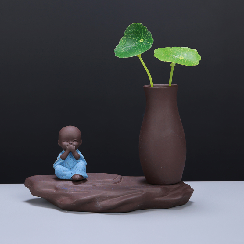 Creative purple sand tea pet piece handmade small flower decorations four small children hydro flower plug in home office