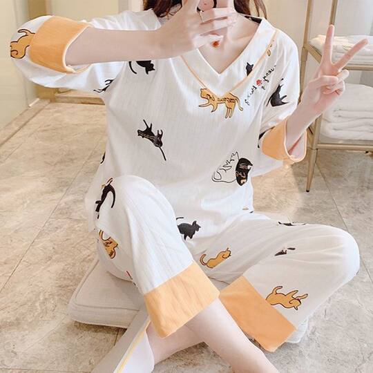 Pajamas for women summer 2023 new thin imitation cotton short-sleeved Japanese kimono summer bestie home wear two-piece set