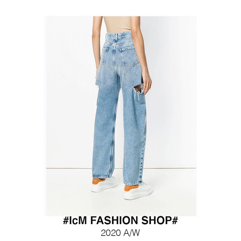 20 early autumn new side cut hole high waist jeans leisure wind wide leg straight tube daddy's leg long