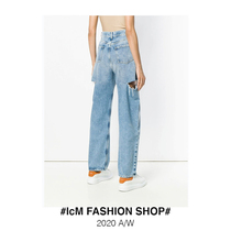 20 early autumn new side cut hole high waist jeans casual style wide leg straight dad pants female special leg length