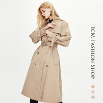 British wind womens windbreaker high-end atmosphere long over the knee 2021 early spring coat medium-long section