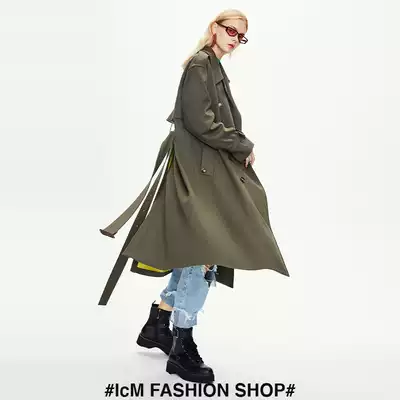 Military green windbreaker women's long version over the knee 2021 New Classic English style double-breasted windbreaker coat women's four colors