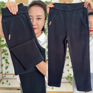 2025冬季新款加厚休闲裤女高腰宽松条绒哈伦裤百搭时尚显瘦直筒裤