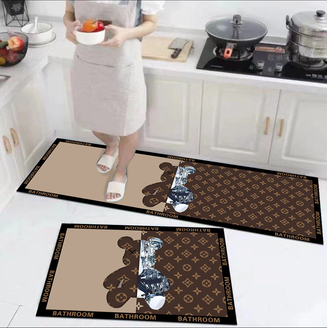 Tidal Kitchen Ground Mat two sets of Silicon Algae Mud Suction Oil Suction Speed Dry Anti Slip Mat Bathroom Door Cushion Mesh Red Door Mouth Cushion