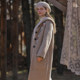 Facer Yisen long elegant khaki wool knitted hand-embroidered hooded sweater cardigan long large coat