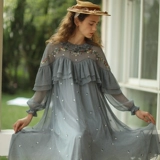 Летнее ретро платье, французский стиль, с вышивкой, цветочный принт, оверсайз