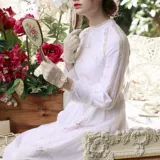 脸儿艺 Антикварное свадебное платье, длинная юбка, из хлопка и льна