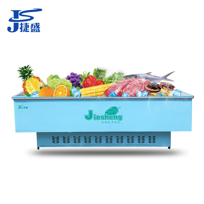 Teshing 1088 Liter Glass Door Island Cabinet Commercial Horizontal Freezer Supermarket Commercial Large Capacity Display Ice Cabinet