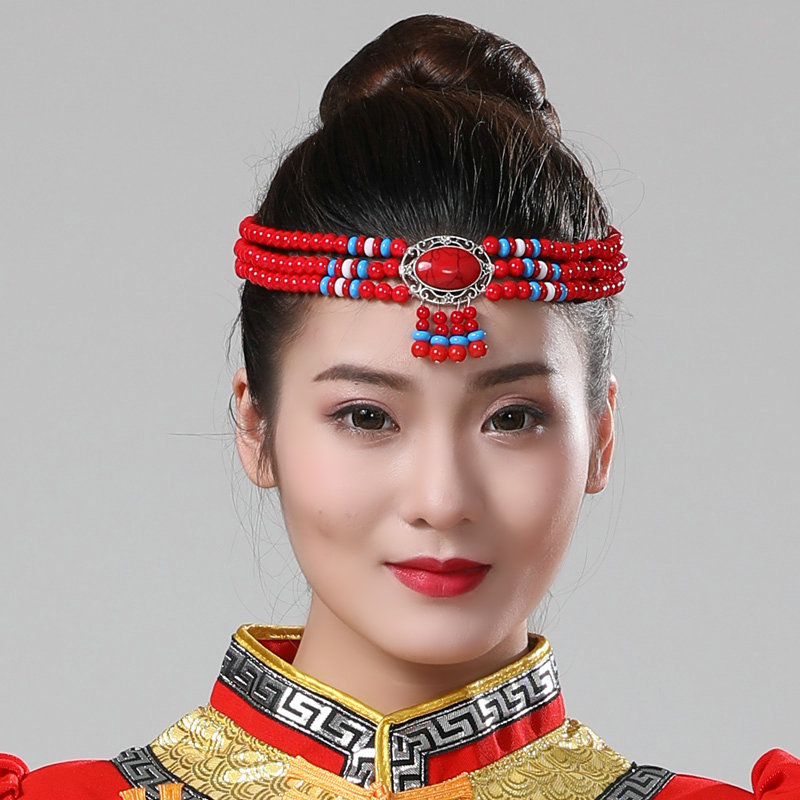 Mongolian head decoration performance performance forehead peeg adorned children adult ethnic strings handmade Mongolian dance headwear