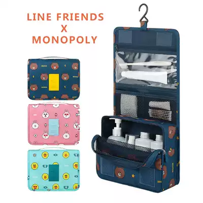 Korea LINE FRIENDS X MONOPOLY travel hanging wash bag female large capacity storage makeup bag