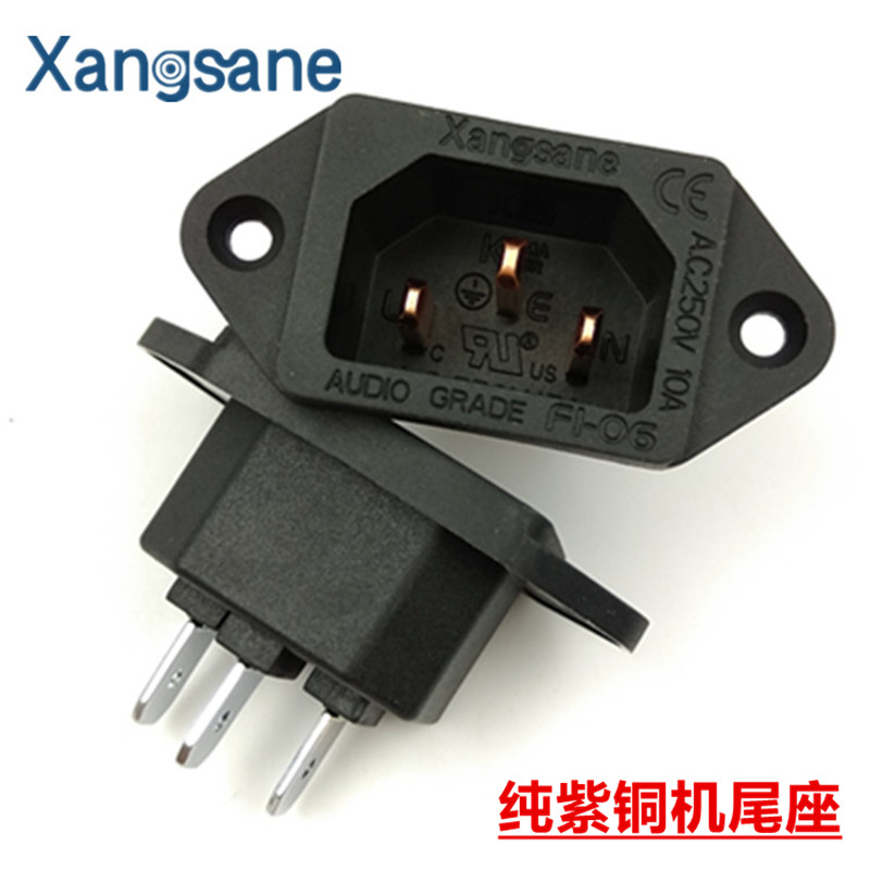 Pure copper gold-plated power supply machine tailstock fever main shell power amplifier modified three-core IEC tail socket welding type