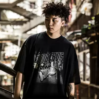 SOULSTYLE original FLOOR THUG Ⅱ hip hop hip hop little neckline round neck loose bboy short sleeve t-shirt