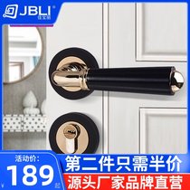 Jiabaoli light luxury door lock Door lock Household bedroom solid wood door handle Simple silent universal black