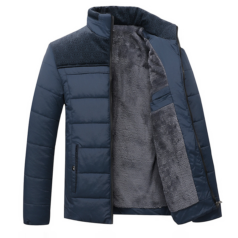 爸爸装秋冬季外套加绒加厚羽绒棉服中老年棉衣男2019中年男装棉袄