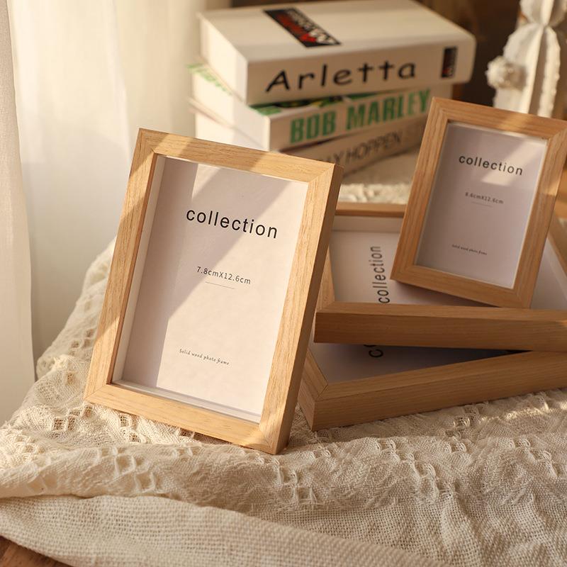 Photo frame set table modern minimalist diy specimen 6 inch three-dimensional photo frame hollow picture frame printed logo solid wood photo frame