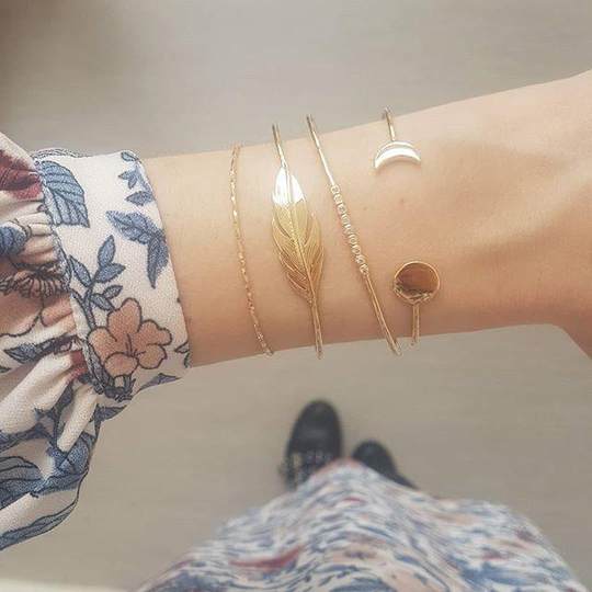 European and American Style Geometric Diamond-Encrusted Leaf Triangle Ring Bracelet Set, Popular Multi-Style Bracelets