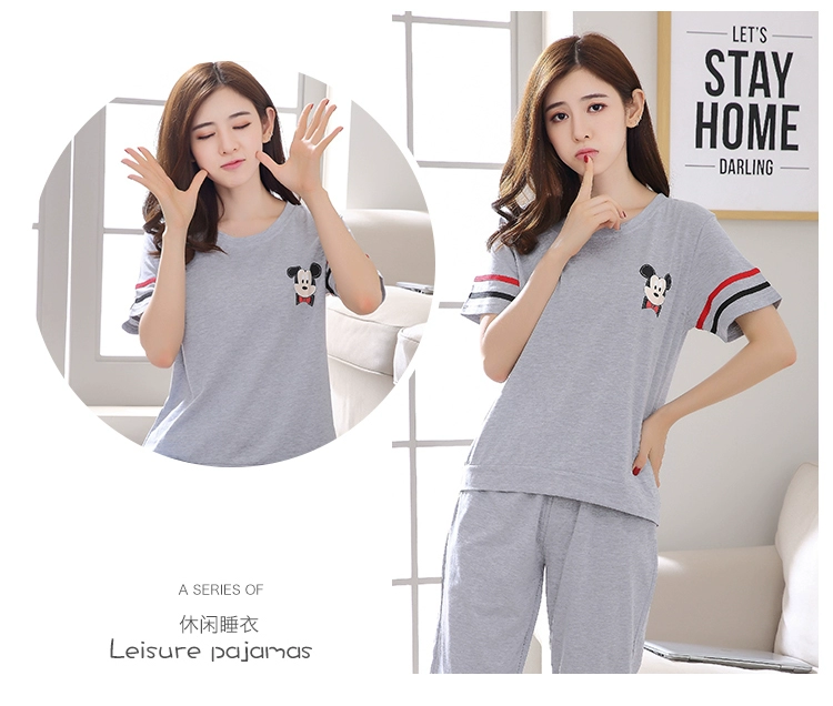 Phiên bản Hàn Quốc của bộ đồ ngủ mùa hè dành cho nữ đồ ngủ thu đông cho nữ
