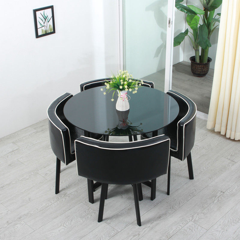 Pick up missed glass round guests reception desk and chairs in talks table and chairs combined simple milk tea door shop small round table
