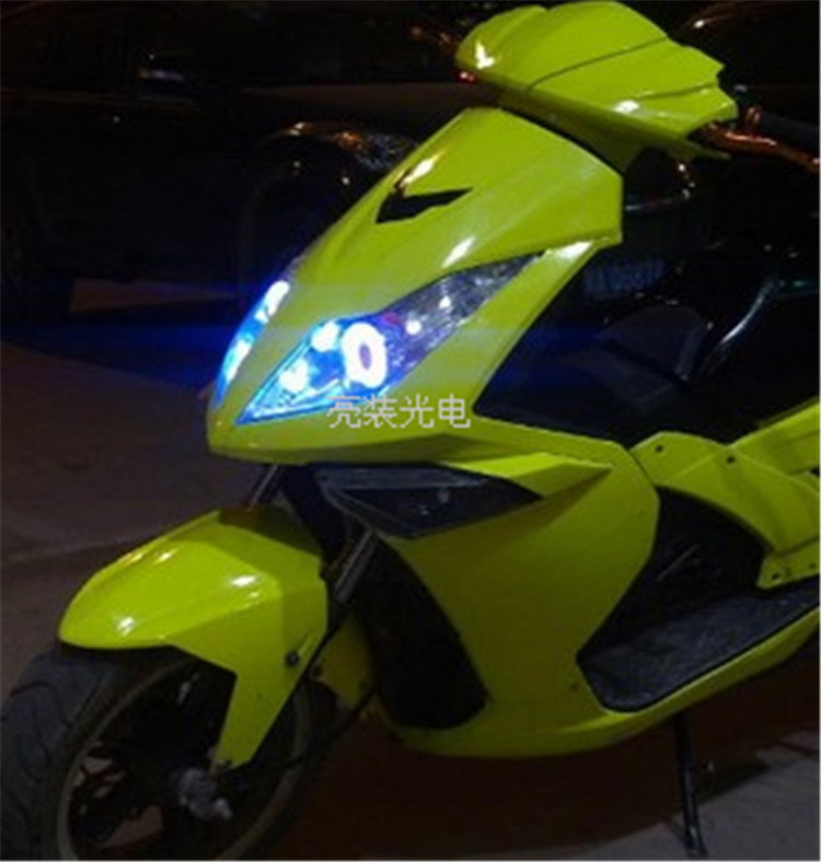 骠 摩托车 xe gắn máy đèn pha phụ kiện xe điện sửa đổi đèn xenon đôi ánh sáng ống kính đèn pha lắp ráp thiên thần ma quỷ mắt đèn siêu sáng cho xe máy