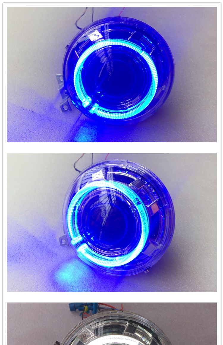 Phiên bản châu Âu của rùa nhỏ lắp ráp đèn pha che biển sửa đổi 5Q5 ống kính đôi đèn LED thiên thần quỷ mắt xenon - Đèn HID xe máy đèn pha xe máy vuông
