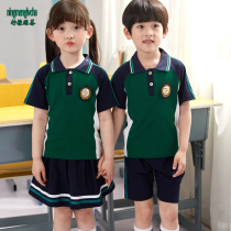 Kindergarten uniform Summer primary school class uniform T-shirt School uniform suit Short sleeve Childrens performance suit Sportswear half sleeve