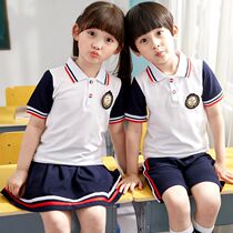Kindergarten garden clothes Short-sleeved t-shirt Mens and womens summer clothes Primary school uniform summer polo shirt class clothes spot cotton