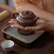 Yixing handmade purple sand pot household purple sand tea set tycoon antique pot home collection No. 4 well old purple mud