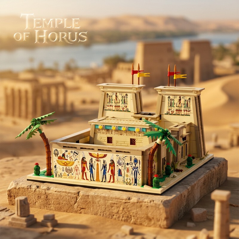 Deke 6034 Egyptian Idf Horus Temple Architectural Street Scene Model Building Blocks Educational Assembly Toy Gift