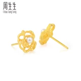 周生生 Золотые серьги из жемчуга