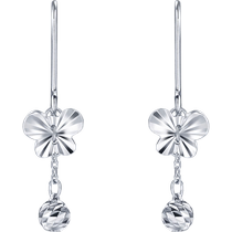 Chinese Valentines Day gift for girlfriend Chow Sang Sang Pt950 platinum butterfly hanging flower bead earrings platinum earrings for women 77333E