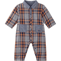(Same style in the mall) Yings baby clothes autumn casual plaid jumpsuit boys rompers pure cotton 2024 new style