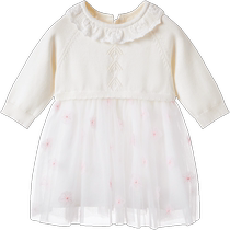 Yings childrens clothing baby girl cute mesh dress autumn pure cotton skirt dress