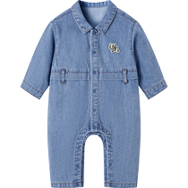 (Same style in the mall) Yingshi baby denim jumpsuit going out spring and autumn 2024 new newborn baby clothes