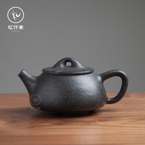 Yiqiantang Japanese handmade creative Moraine rock teapot Stone ladle pot Household health tea pot Kung Fu tea single pot