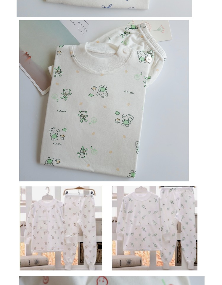 Bộ đồ lót trẻ em cotton mùa xuân và mùa thu mỏng bé đồ ngủ bé trai và bé gái quần cotton áo len trong bé trai lớn cotton bộ dài tay bé gái