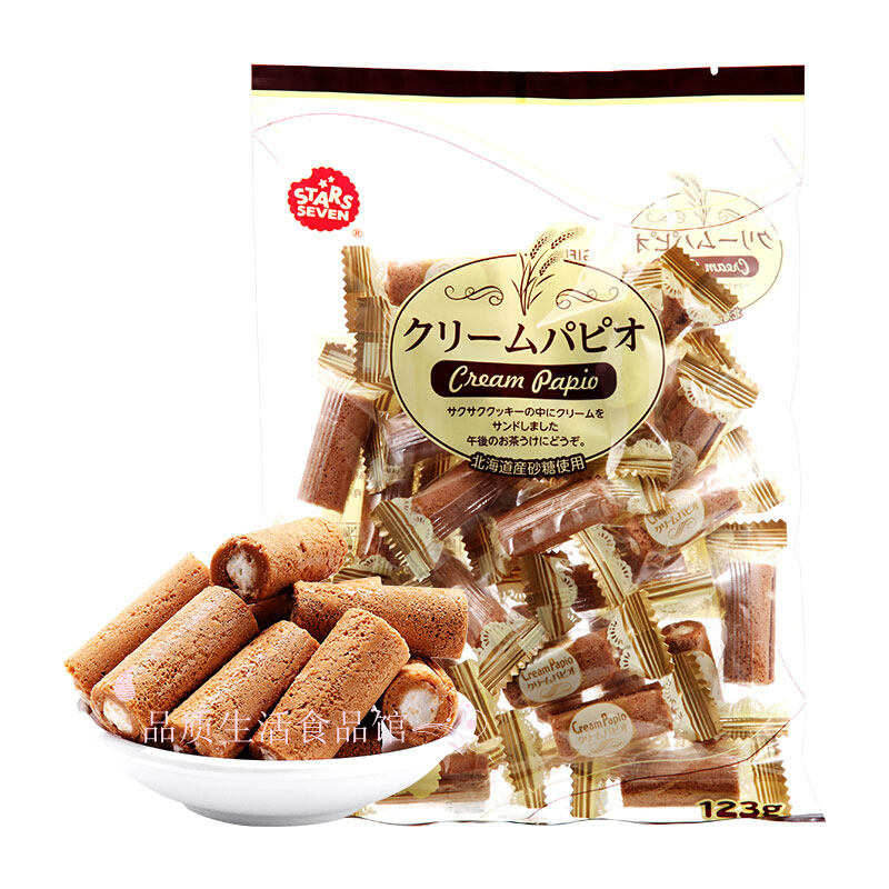 Japan Import STARS SEVEN Star Seven Cream Taste Sandwich Small Egg Roll 123g Lower afternoon Tea Point Leisure Zero