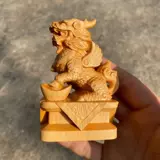 Yaipai Woodcarva маленький орнамент Fortune Kirin. Пара подарочных домашних украшений сплетни животного мастерства Kirin