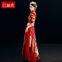 Red sleeve Lan Xiuhe dress bride 2021 Chinese wedding dress womens pleated skirt out of the cabinet dress costume show kimono