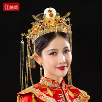 Bridal headdress Xiuhe clothing Hair accessories suit Wedding Chinese atmosphere simple ancient costume forehead decoration Wedding dragon and phoenix coat accessories